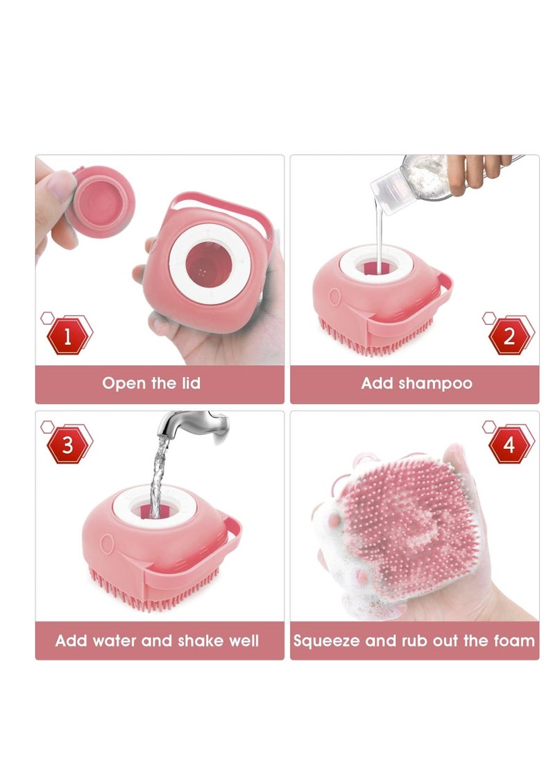 فرشاة شامبو للحيوانات الأليفة، مشط حمام مطاطي من السيليكون للتدليك مع تخزين الشامبو لأداة العناية بالكلاب والقطط - Image 3