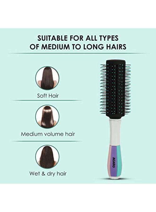 AGARO Classic Round Hair Brush For Adding Quick Curls And Column In The Hair, Cyan - Image 4