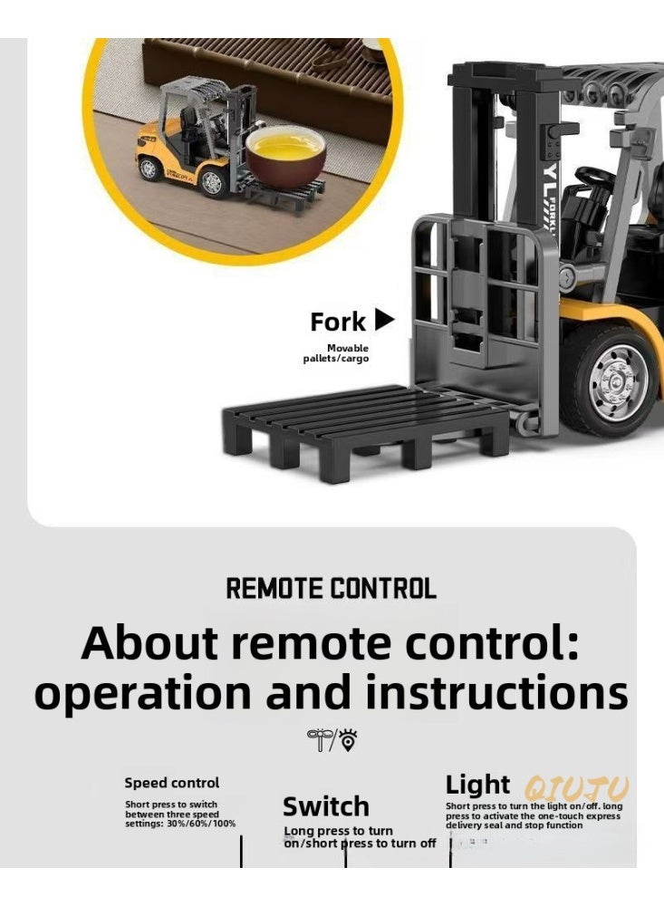 1:64 Alloy Engineering Forklift – 2.4GHz RC Car with Climbing & Speed Control, Simulation Model Toy for Boys - Image 2