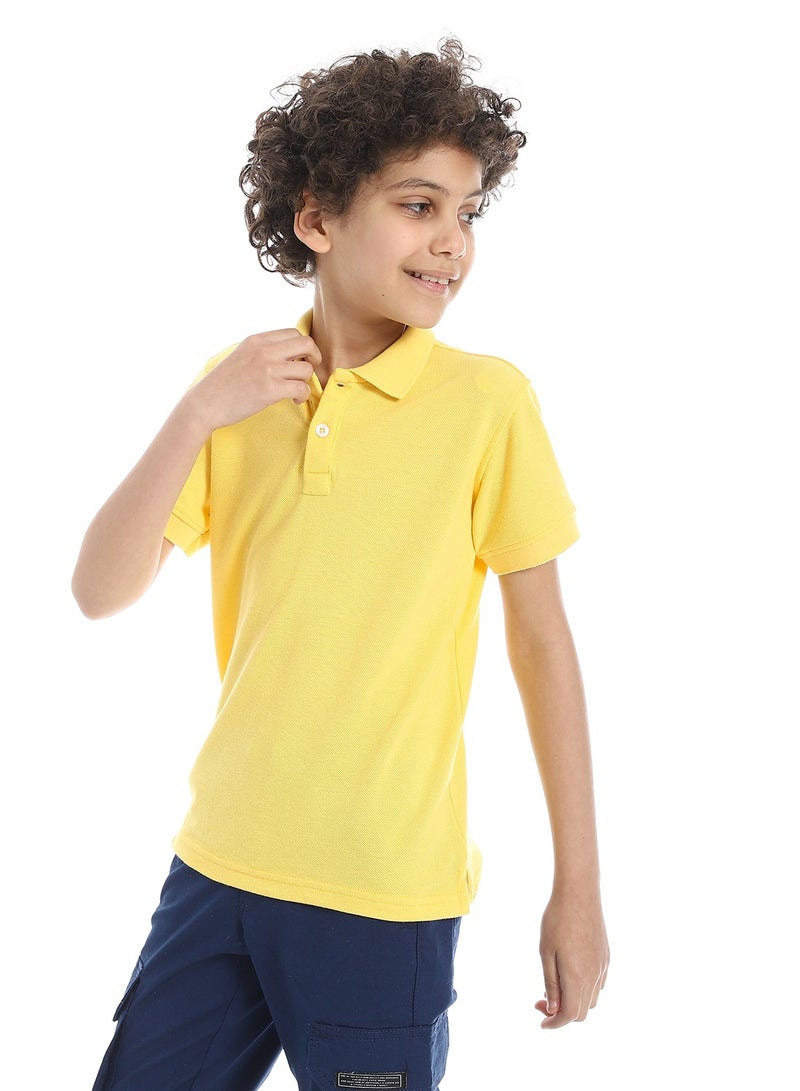 Andora Boys Elite Pique Polo shirt_Yellow - Image 1