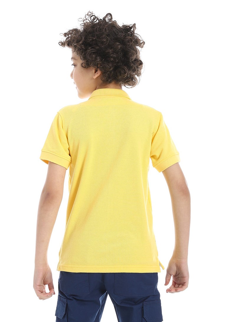 Andora Boys Elite Pique Polo shirt_Yellow - Image 3