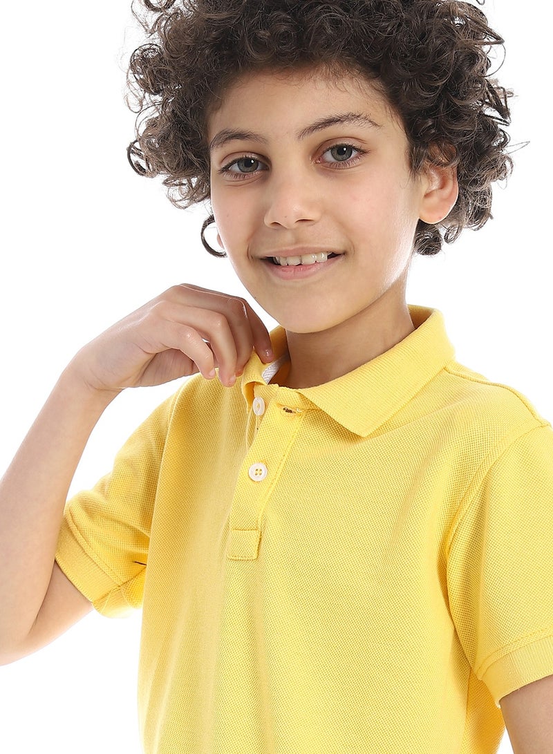 Andora Boys Elite Pique Polo shirt_Yellow - Image 4