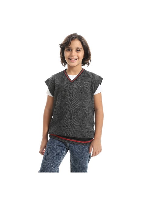 Boys' V-Neck Wool Vest