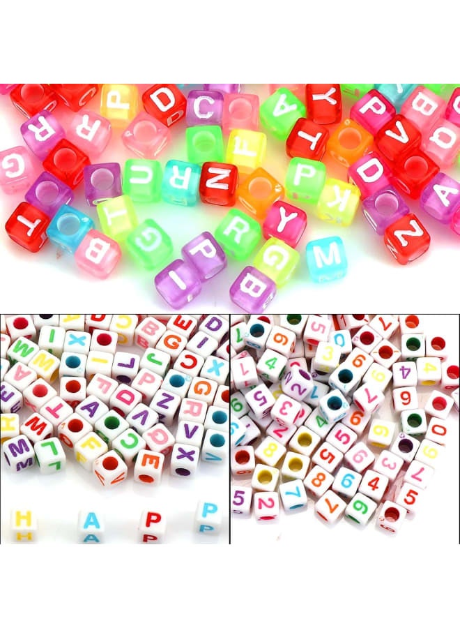 850 Pcs Acrylic Letter Beads Number Beads Square Alphabet Beads Colorful Letter Beads for Jewelry Making Key Chains Art Craft DIY Necklace Bracelet Decoration  - Image 4