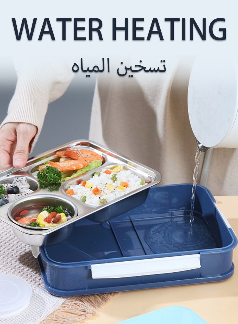 UNUNS 4-Compartments Portable Lunch Box,1000ML,Kids Adult Insulated Lunch Box With Soup Bowl And Cutlery Set,Stainless Steel Bento Lunch Box  - Image 3