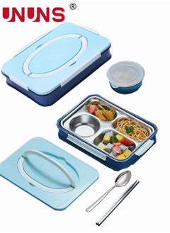 UNUNS 4-Compartments Portable Lunch Box,1000ML,Kids Adult Insulated Lunch Box With Soup Bowl And Cutlery Set,Stainless Steel Bento Lunch Box  - Image 1