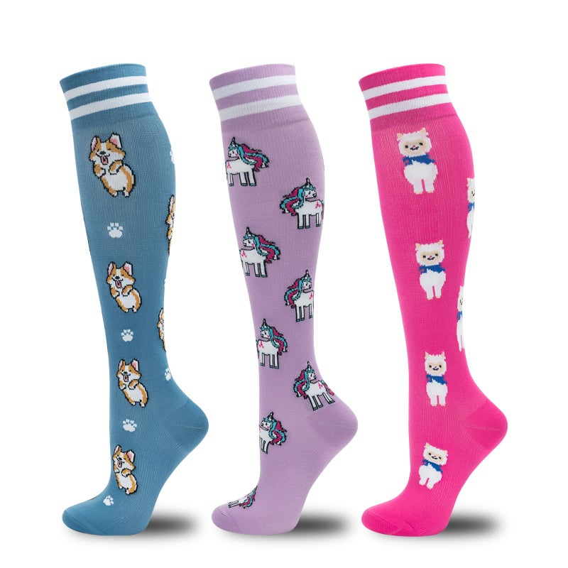 fenglaoda Compression Socks for Women Men 3 Pairs Graduated Compression Support Circulation Socks for Nurses - Image 1