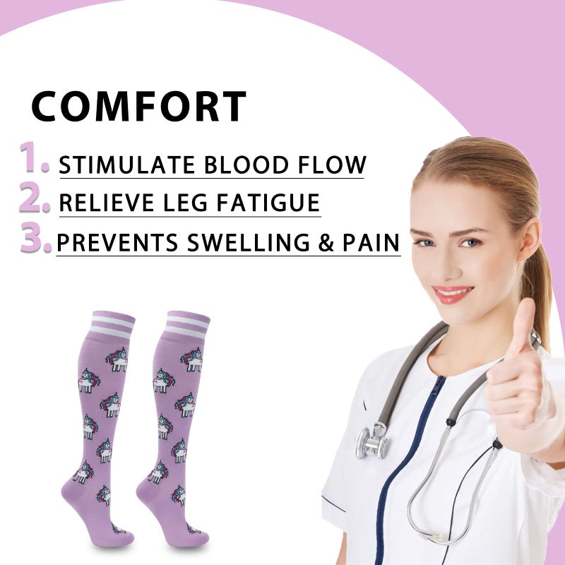 fenglaoda Compression Socks for Women Men 3 Pairs Graduated Compression Support Circulation Socks for Nurses - Image 3