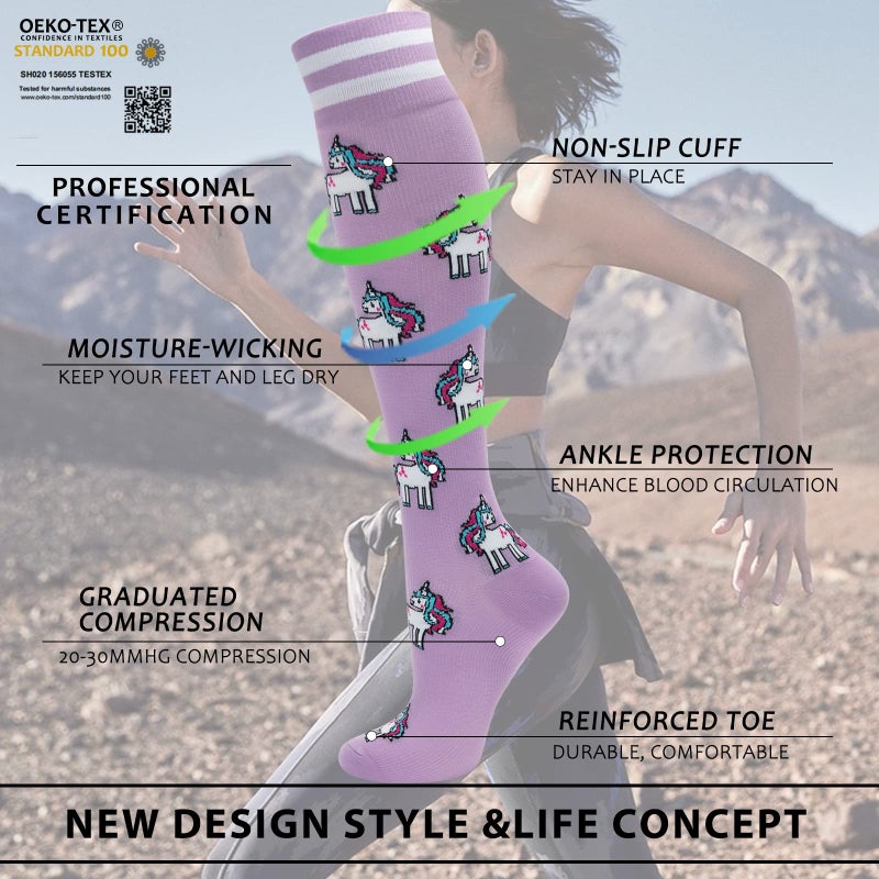 fenglaoda Compression Socks for Women Men 3 Pairs Graduated Compression Support Circulation Socks for Nurses - Image 2