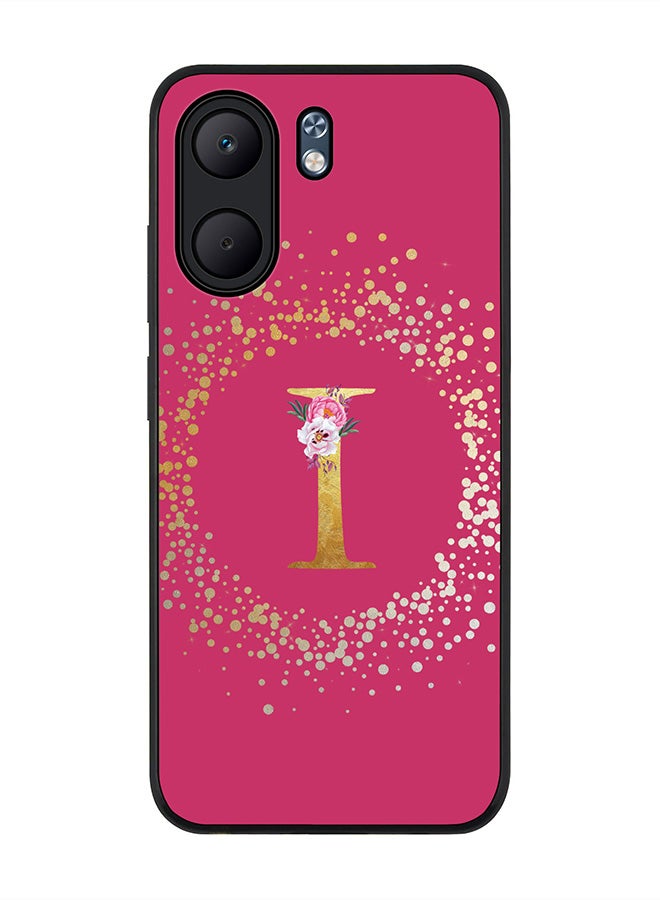 Stylizedd For Oppo A5x 5G / A5x 4G Case,Slim fit Camera Protection, Shockproof Thin Phone cover  - Custom Monogram Floral - I ( Deep Pink )