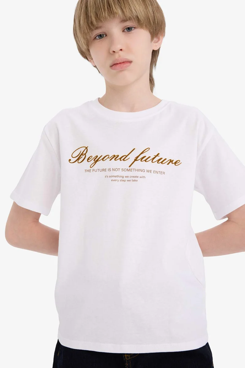 Defacto Boy Printed Crew Neck Short Sleeve T-Shirt