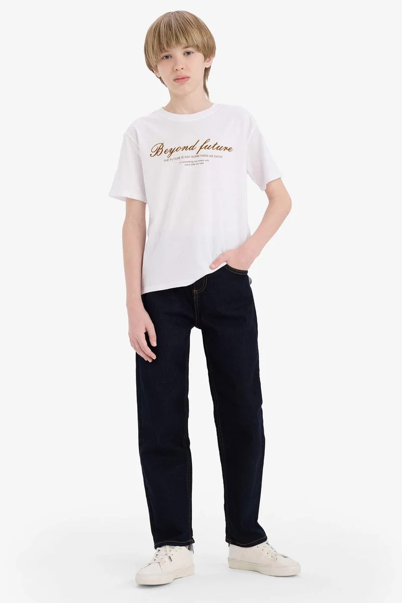 Defacto Boy Printed Crew Neck Short Sleeve T-Shirt