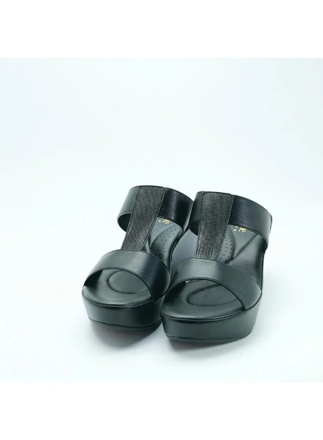 ميشيل مورجان 092-3118 Michelle Morgan Women's T Bar Wedge Heel Sandals 514RJ338 Black