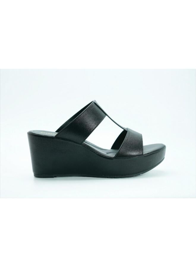 Michelle Morgan 092-3118 Michelle Morgan Women's T Bar Wedge Heel Sandals 514RJ338 Black - Image 3