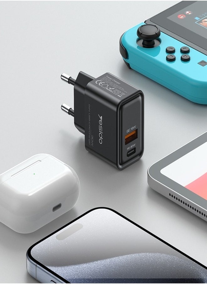 Yesido - Yesido YC64 PD 30W USB-C/Type-C+USB Interface GaN Fast Charging Charger - Image 1
