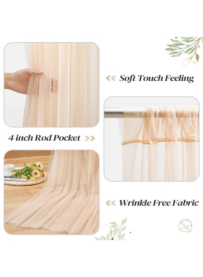 Shillance 10ft x 10ft Champagne Backdrop Curtain Panels with Lights String for Parties, Sheer Tulle Wedding Backdrop Drapes for Baby Shower Birthday Party Home Decorations - Image 4