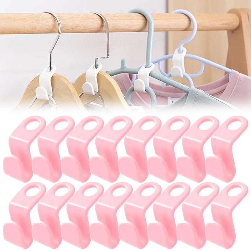 Spaloo 50 PCS Hanger Connector Hooks, Space Saving Hangers, Closet Hanging Organizer for College Dorm Room Essentials, Thickening Upgrade (Pink-50 Pcs) - Image 1