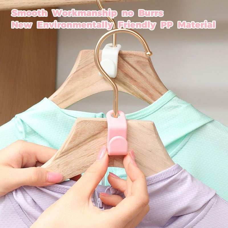 Spaloo 50 PCS Hanger Connector Hooks, Space Saving Hangers, Closet Hanging Organizer for College Dorm Room Essentials, Thickening Upgrade (Pink-50 Pcs) - Image 5