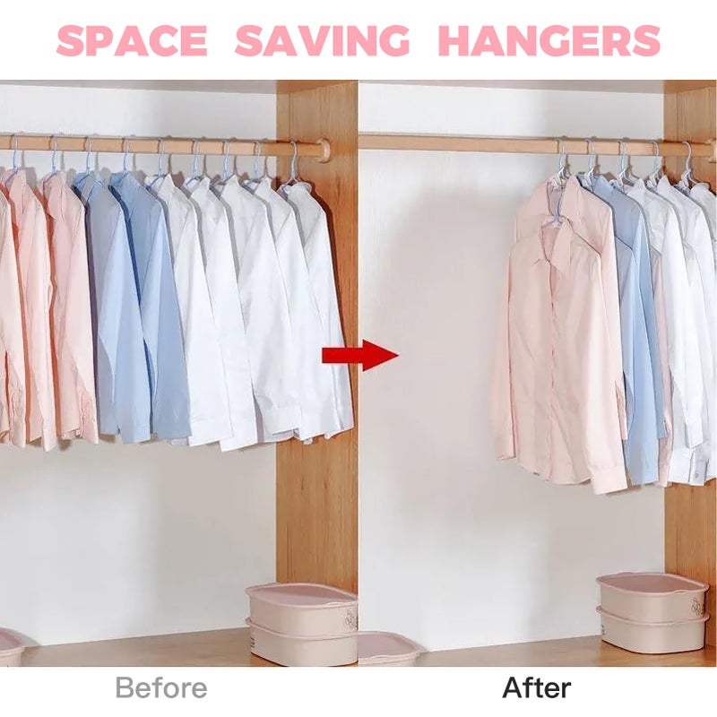 Spaloo 50 PCS Hanger Connector Hooks, Space Saving Hangers, Closet Hanging Organizer for College Dorm Room Essentials, Thickening Upgrade (Pink-50 Pcs) - Image 2