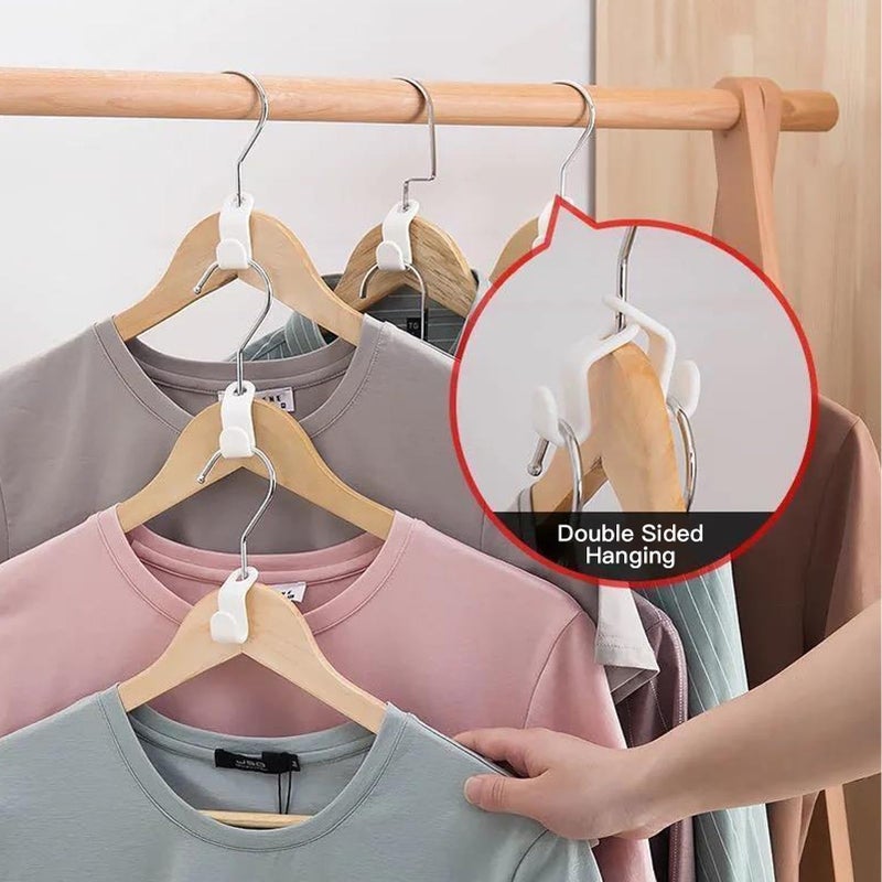 Spaloo 50 PCS Hanger Connector Hooks, Space Saving Hangers, Closet Hanging Organizer for College Dorm Room Essentials, Thickening Upgrade (Pink-50 Pcs) - Image 3