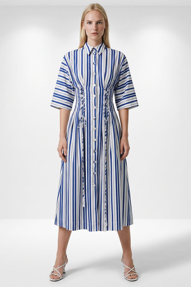 EXQUISE Truvaker Sleeve-Tie Midi Regular Size Bone Dress - Image 2