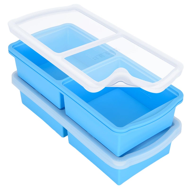 Silicone freezer molds 2cup Silicone Freezer Trays with LidSoup Freezer Container large Ice Cube Molds Perfect for Storing Lasagna Leftovers Sauces Portioned Meals and More dishwasher safe