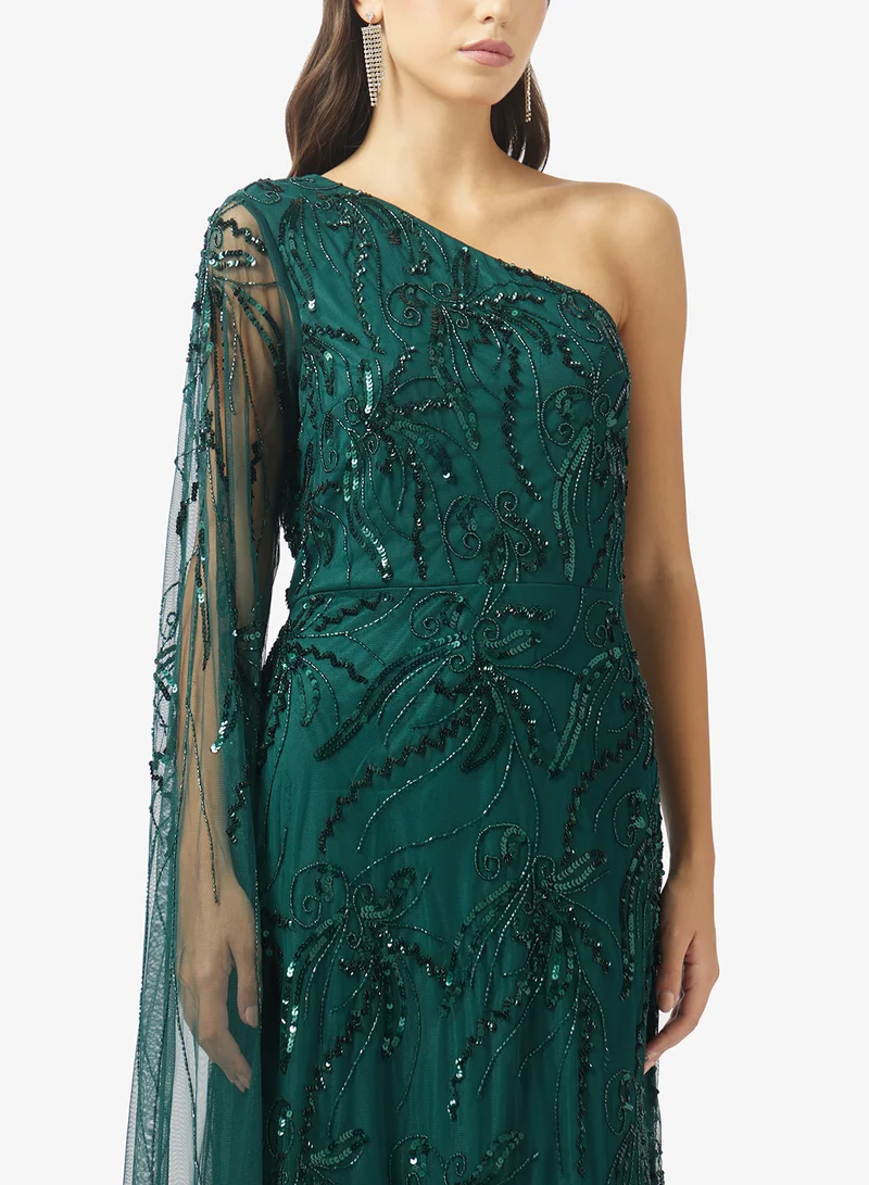 Namshi x  One Shoulder Beaded Embellished A Line Gown for Women | Best Price UAE