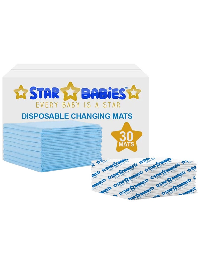 STAR BABiES Disposable Changing Mats Large 45 X 60Cm Pack Of 30 Blue - Image 1