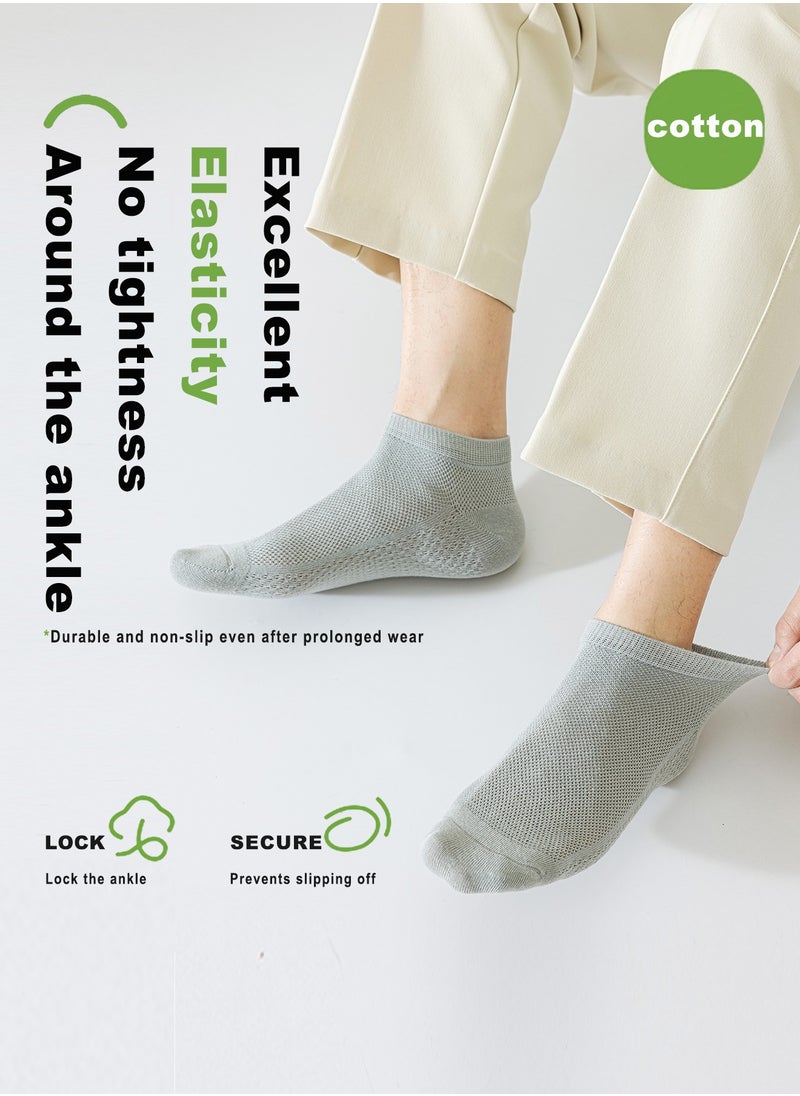 infino - Men's Breathable Mesh Cotton Ankle Socks - 5 Pairs, Lightweight and Comfortable for Spring, Summer, and Fall - Image 1