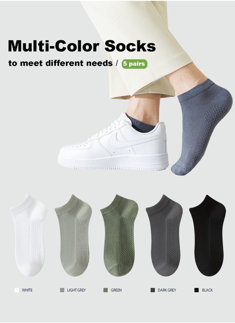 infino - Men's Breathable Mesh Cotton Ankle Socks - 5 Pairs, Lightweight and Comfortable for Spring, Summer, and Fall - Image 1