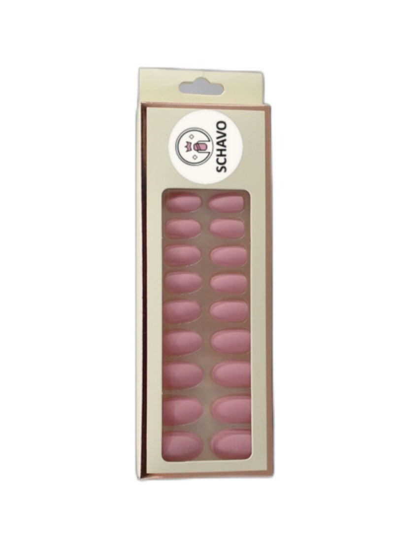 SCHAVO Light Pink Matte Solid Color Nails 24Pcs - Image 1