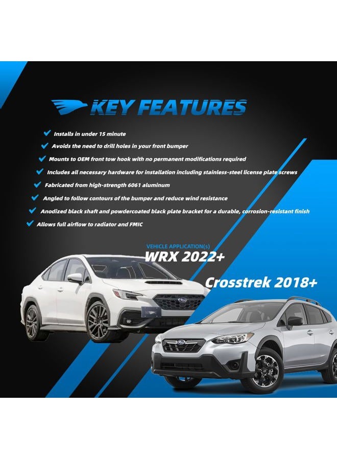 Mavnai License Plate Relocation Kit, Fits For Subaru WRX 2022+/Crosstrek 2018+, Mounts to OEM Front Tow Hook, Avoid Drilling Holes in The Front Bumper, Includes All Necessary Hardware for Installation - Image 3