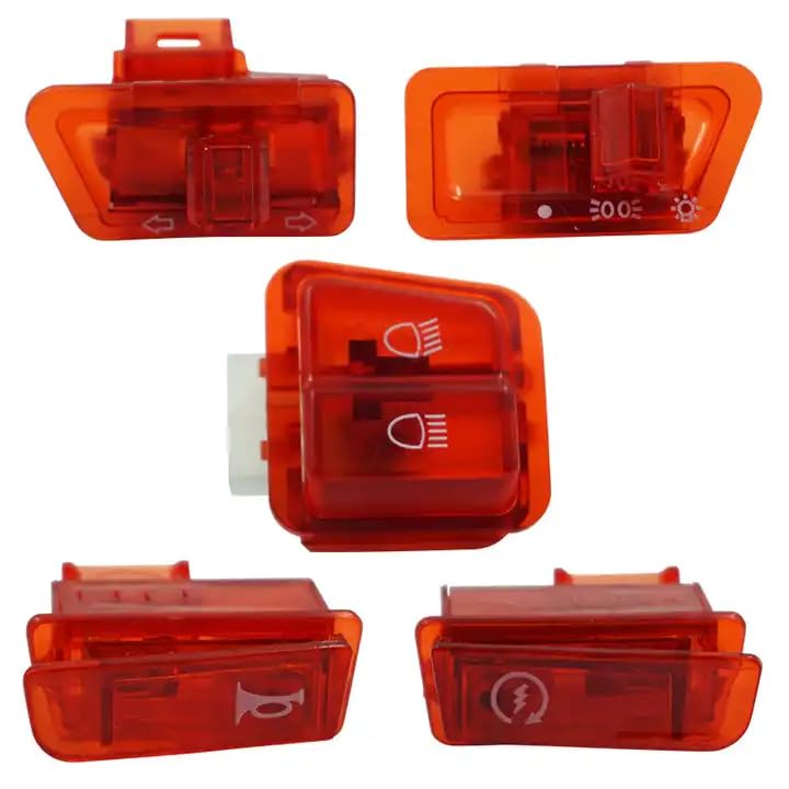 Cloudzy Motorcycle Transparent Horn Self-Start Indicator Headlight Dim/Dip Switches Button Fog Light Turn Signal Blinker High Low Beam Electric Start Modular Switch [ Pack of 5 ] (Orange) - Image 4
