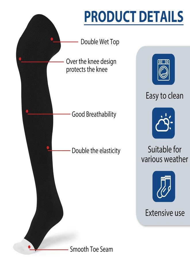 SUNYIWJIE Baseball Socks High Football Socks Multiple Sizes Over the Knee Baseball Sock for Boys Men (US, Alpha, Medium, Regular, Regular, 2 Pair Black) - Image 4