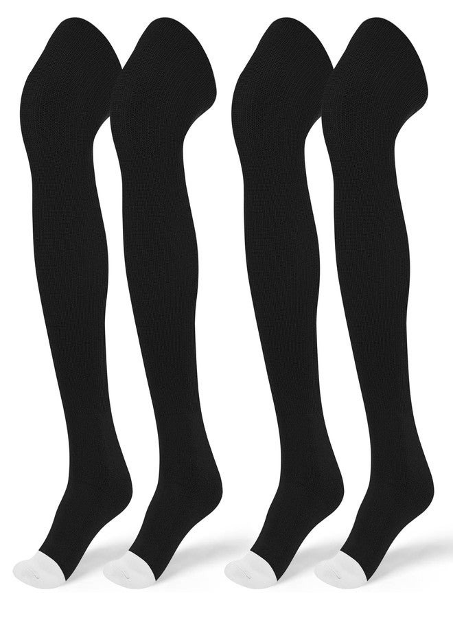 SUNYIWJIE Baseball Socks High Football Socks Multiple Sizes Over the Knee Baseball Sock for Boys Men (US, Alpha, Medium, Regular, Regular, 2 Pair Black) - Image 1
