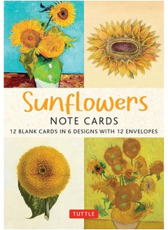 Sunflowers - 12 Blank Note Cards: 12 Blank Cards in 6 Designs with 12 Envelopes in a Keepsake Box  - Image 4