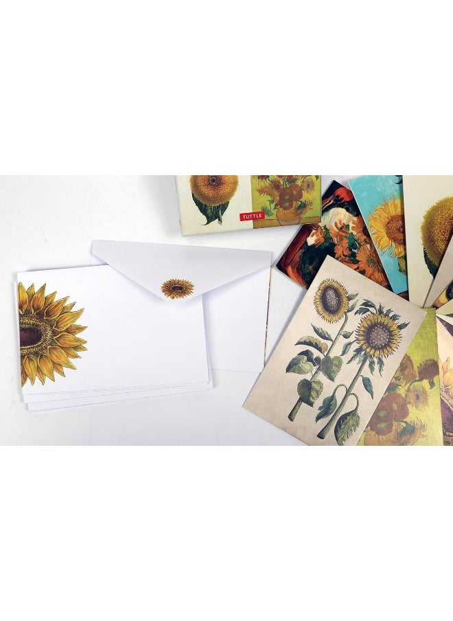 null - Sunflowers - 12 Blank Note Cards: 12 Blank Cards in 6 Designs with 12 Envelopes in a Keepsake Box - Image 1