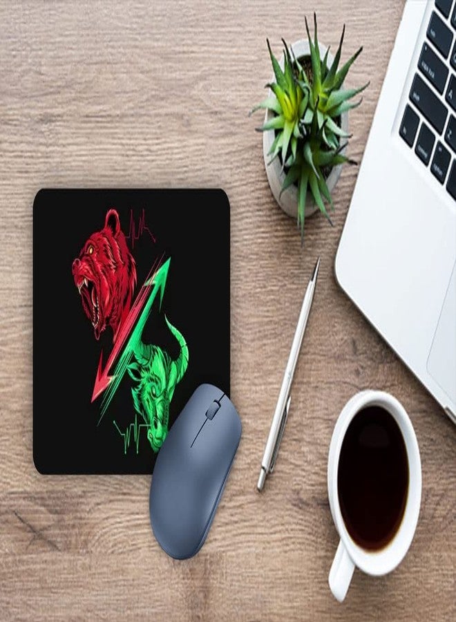 لوحة ماوس بتصميم ثور ودببة سوق الأسهم - 9×7 بوصة | طباعة فاخرة | قاعدة مطاطية مانعة للانزلاق | مثالية للمتداولين والمستثمرين - Image 1