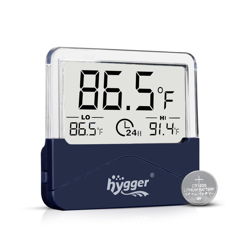 hygger Digital Aquarium Thermometer Records Max Min Temperature Sensor Gauge with LCD Display Stickable Fish Tank Thermometer for Saltwater, Freshwater, Fish, Amphibians, Reptiles - Image 1