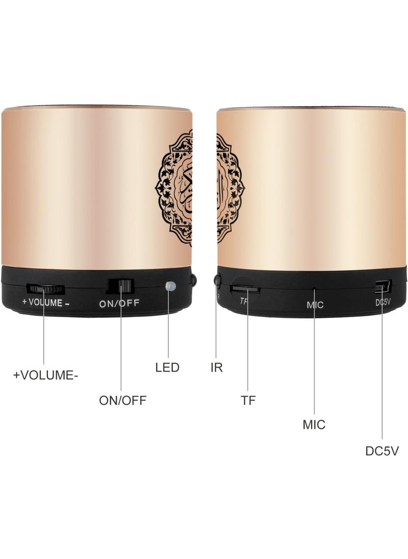 SUKILO Quran Speaker MP3 Player with Remote Control, 8GB USB Rechargeable Digital Quran Translator Speaker, 18 Reciters, 15 Language Translations, FM Radio, Voice Recorder, Portable Gold  - Image 4