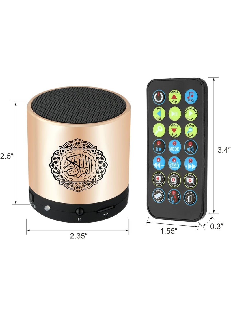 SUKILO Quran Speaker MP3 Player with Remote Control, 8GB USB Rechargeable Digital Quran Translator Speaker, 18 Reciters, 15 Language Translations, FM Radio, Voice Recorder, Portable Gold  - Image 3