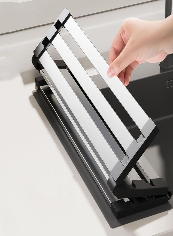 KATPOSIN Roll Up Dish Drying Rack, Over Sink Stainless Steel Rack,Foldable Kitchen Sink Mat,Kitchen Sink Drain Rack Dish Storage Rack (17.72" H x 12.8" W) - Image 4