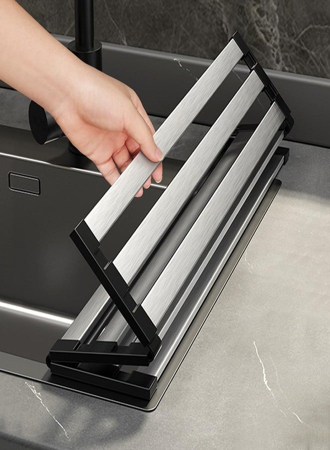 KATPOSIN Roll Up Dish Drying Rack, Over Sink Stainless Steel Rack,Foldable Kitchen Sink Mat,Kitchen Sink Drain Rack Dish Storage Rack (17.72" H x 12.8" W) - Image 1