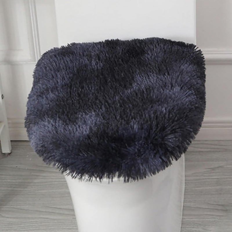 Insun Soft Fluffy Toilet Seat Cover, Washable Absorbent Lid Cover, Adjustable Non Slip Backing for Most Bathroom Toilet Lids Tie-Dyed Navy Blue 17.7" x 19.7" - Image 1