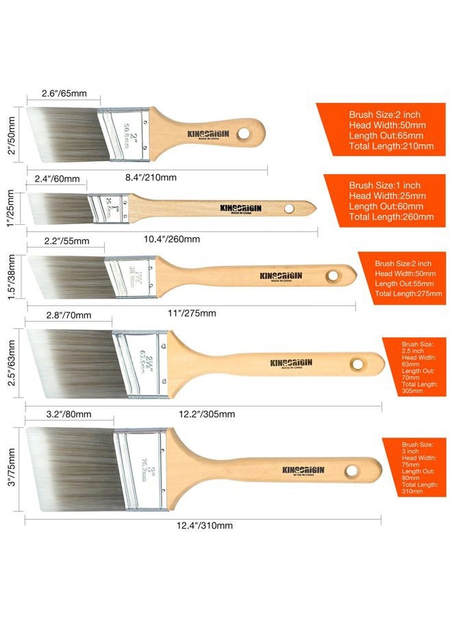 Kingorigin-10 Piece Paint Brush with Wood Handle, Premium Wall/Trim House Paint Brush Set, Stains, Interior & Exterior Home Improvement - Image 2