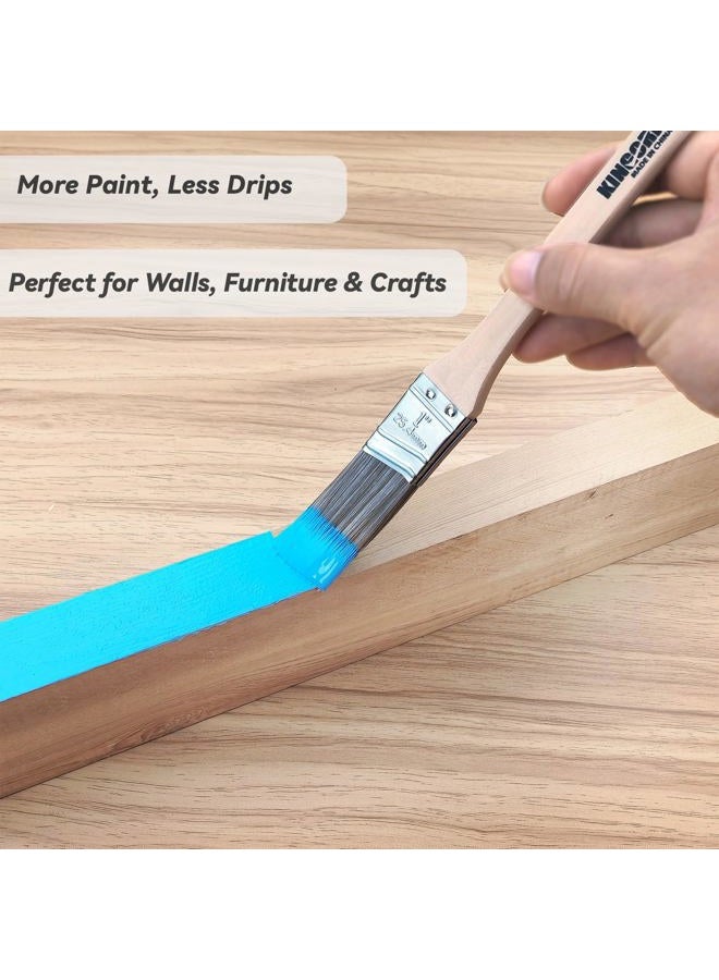 Kingorigin-10 Piece Paint Brush with Wood Handle, Premium Wall/Trim House Paint Brush Set, Stains, Interior & Exterior Home Improvement - Image 5