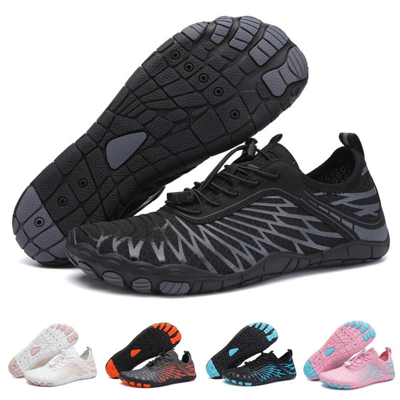 ELETON Hike Barefoot Shoes Womens Men Footwear,Pro-Healthy&Non-Slip Water Shoe for Women Men, Wide Toe Running Shoes Boots Sneakers Unisex Black - Image 1