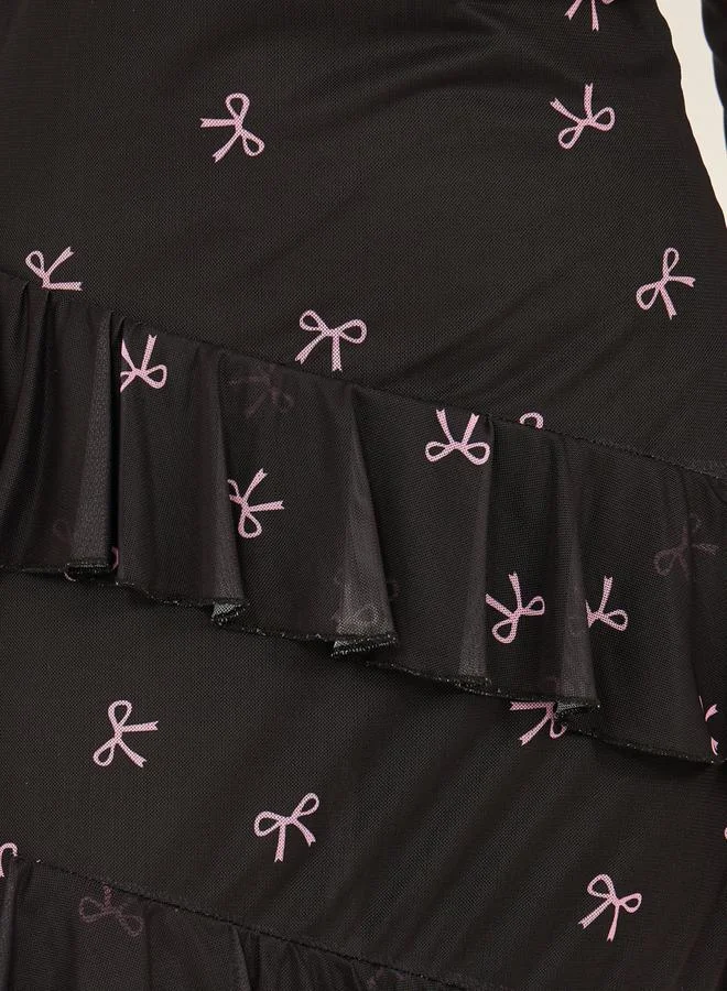Styli Bow Print Dress
