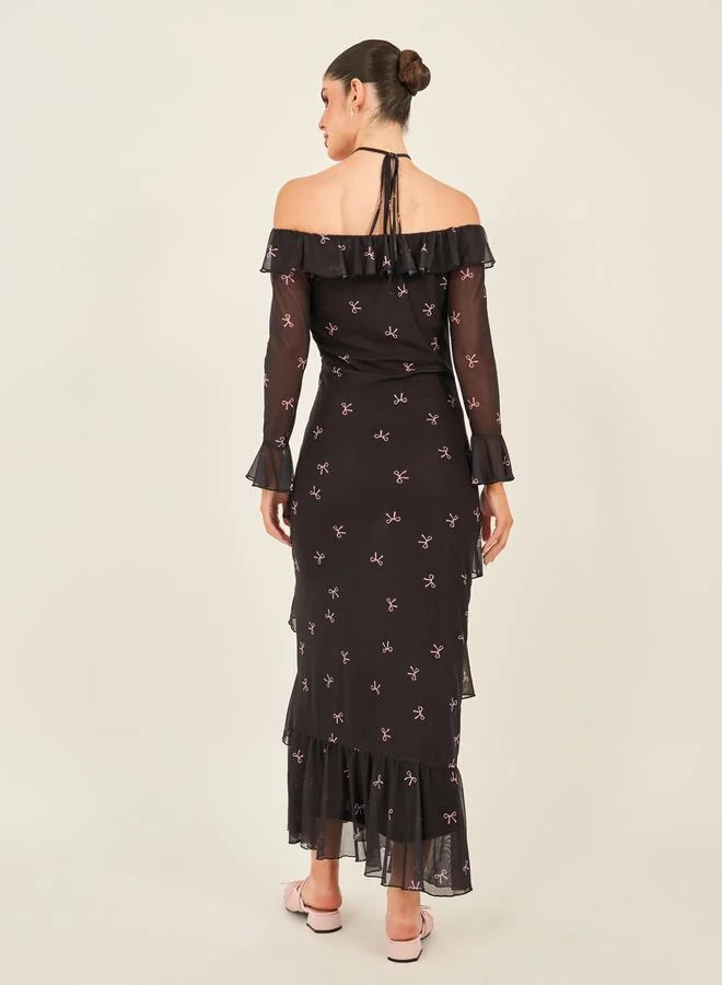 Styli Bow Print Dress