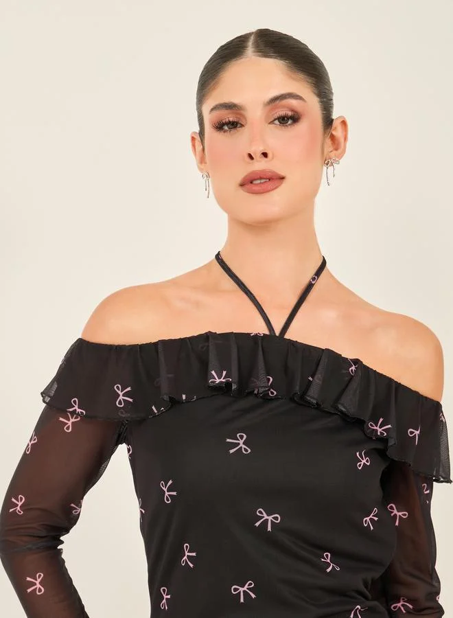 Styli Bow Print Dress